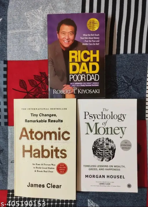 Combo Of 3 Books :- Rich Dad Poor Dad + Atomic Habits + The Psychology (English  Paperback  Robert T.  Kiyosaki  James Clear  Morgan Housel)