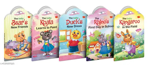 The baby Bear's New Friends  Koala Learns to Paint  Duck's New Dress  Rhino's First Day in School and Kangaroo in the Field : Baby Animals book  Stories for young learners - Pack of 5 books