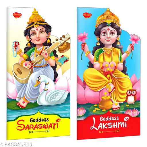Lord Saraswati And Lakshmi In English : Children's mythology storybook  Die-cut shape books for children  Mythical tales for young kids - Combo of 2 Books 