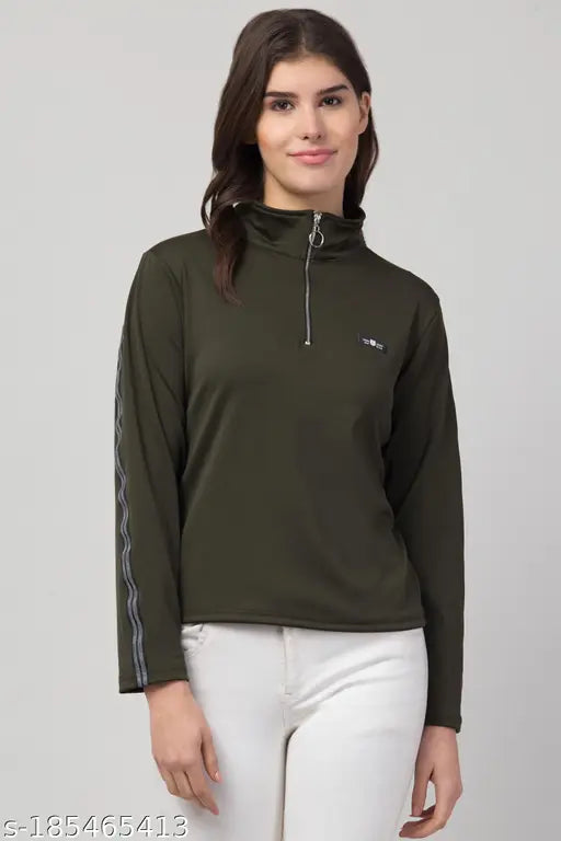 Women Girls Casual Sleeves Solid T-shirt