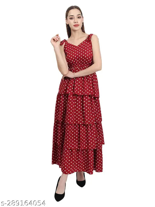 Nature Craft Women Maroon Crepe stripe shoulder Floral Print Maxi Dress