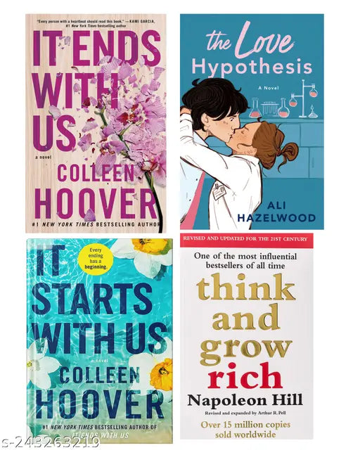 IT END WITH US BY COLLEEN HOOVER  + IT STARTS WITH US BY COLLEEN HOOVER  + THE LOVE HYPOTHESIS BY ALI HAZELWOOD  + THINK AND GROW RICH BY NAPOLEON HILL
