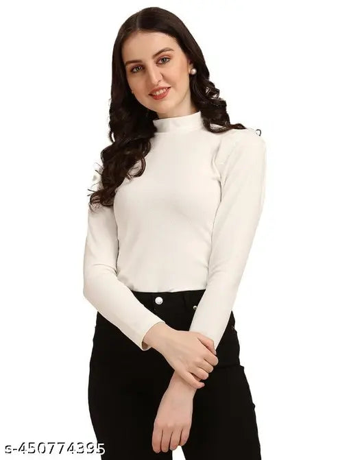 TRENDY SWEET HIGH NEACK FOR SWEET GIRLS AND WOMENS WHITE