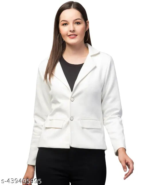 AVYOLA Women Linen Solid Blazers & Coats  Long Sleeves Blazers