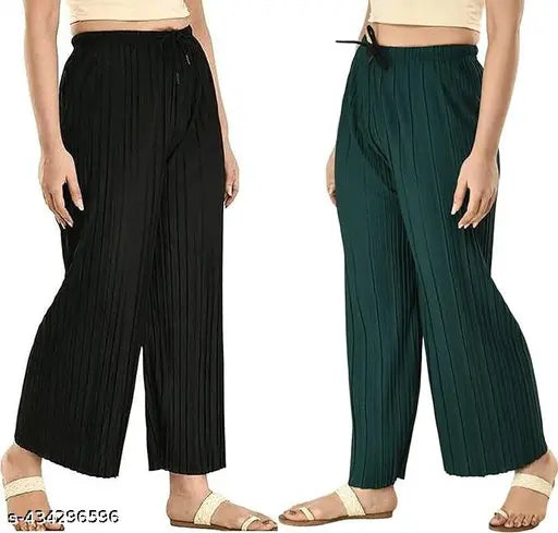 Gladly Women's Solid beautifull Pallazzos for women and Girls 2Pcs Combo
