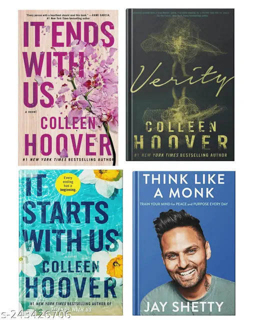 IT END WITH US BY COLLEEN HOOVER  + IT STARTS WITH US BY COLLEEN HOOVER  + VERITY BY COLLEEN HOOVER + THINK LIKE A MONK BY JAY SHETTY