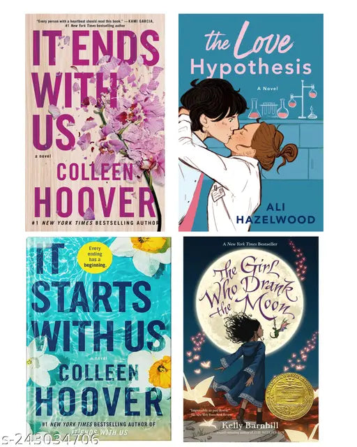 IT END WITH US BY COLLEEN HOOVER  + IT STARTS WITH US BY COLLEEN HOOVER  + THE LOVE HYPOTHESIS BY ALI HAZELWOOD  + THE GIRL WHO DRANK THE MOON BY KELLY BARNHILL