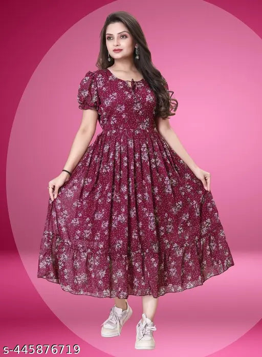 Trendy Latest Maxi Printed Women Dress