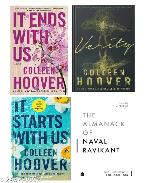 IT END WITH US BY COLLEEN HOOVER  + IT STARTS WITH US BY COLLEEN HOOVER  + VERITY BY COLLEEN HOOVER + THE ALMANACK OF NAVAL RAVIKANT BY ERIC JORGENSON