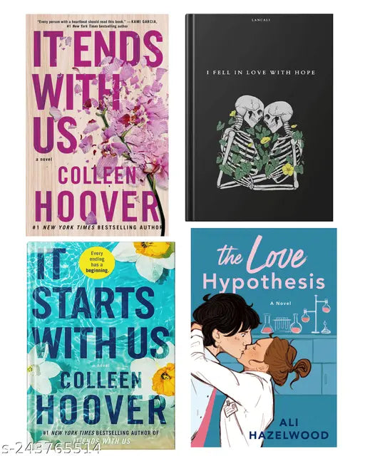 IT END WITH US BY COLLEEN HOOVER  + IT STARTS WITH US BY COLLEEN HOOVER  + I FELL IN LOVE WITH HOPE BY LANCALI + THE LOVE HYPOTHESIS BY ALI HAZELWOOD