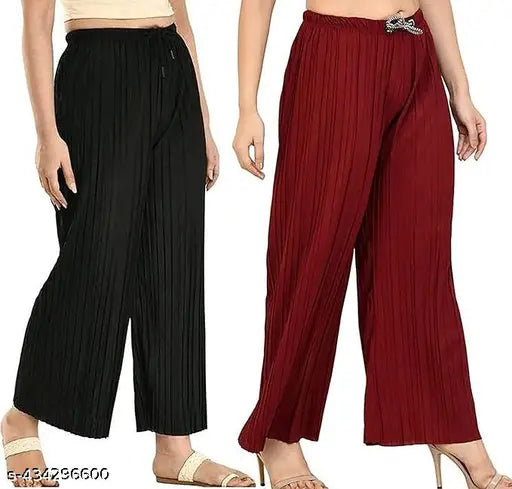 Gladly Women's Solid beautifull Pallazzos for women and Girls 2Pcs Combo