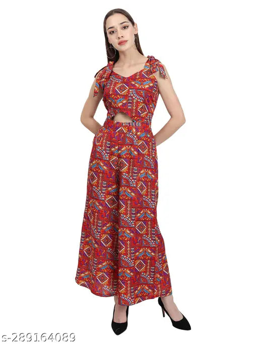Nature Craft Women Multicolor Crepe Round Neck Floral Print Maxi Dress