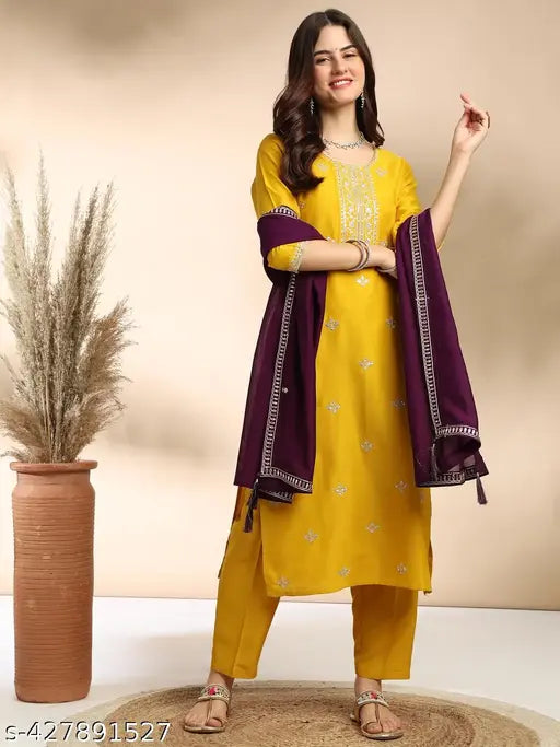 Women's Kurta and Pant with Dupatta Ethnic Set