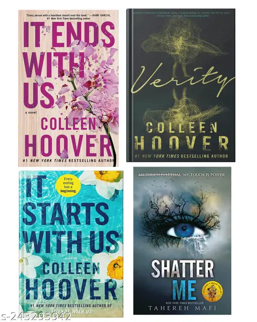 IT END WITH US BY COLLEEN HOOVER  + IT STARTS WITH US BY COLLEEN HOOVER  + VERITY BY COLLEEN HOOVER + SHATTER ME  BY TAHEREH MAFI
