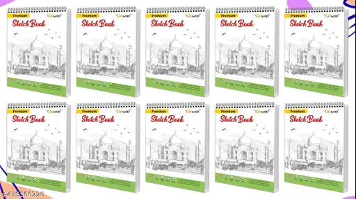 A5 Premium Sketch Book : Set of 10 - Spiral-Bound Sketchpad  140 GSM Thick Paper Sketching  Drawing and Creative Work  36 Sheets (5.8 x 8.3 Inch)