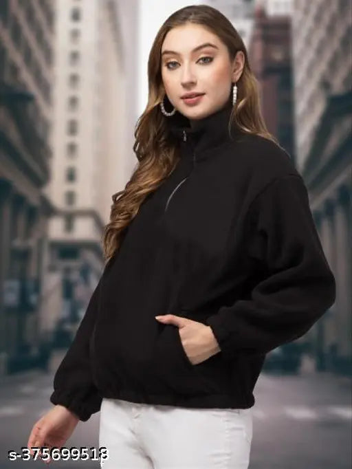 Womens Sweatshirts Half Zip Cropped Casual Pullover Thumb Hole Classic Comfy Spring and Fall