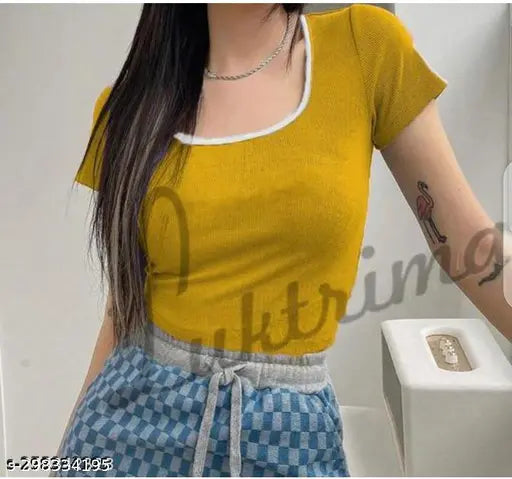 Deepneck Short Contrast Top