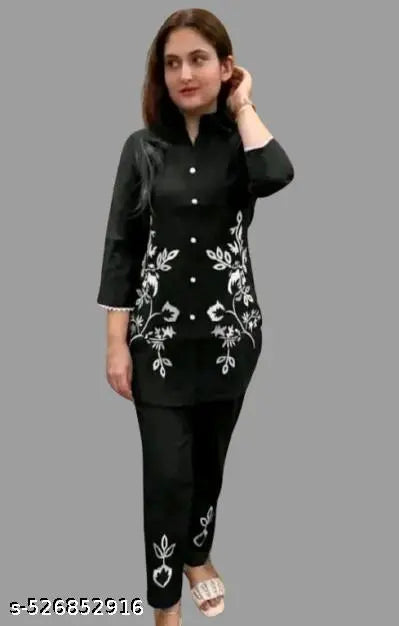 Women printed rayon co-rd set shirt and payjama
