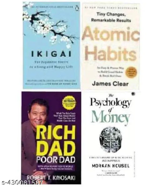 4 Books Combo ( AAtomic HHabits & Rich Dad Poor Dad & iikigai Japaness & The Pssychology Of Mooney