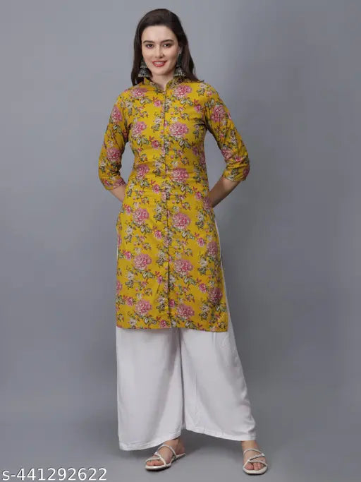 Women Floral Print Pure Cotton Straight Kurta
