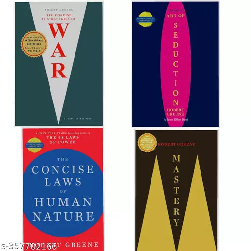 ROBERT GREENE BOOKS COMBO - THE 33 STRATEGIES OF WAR +  Concise Art Of Seduction  +  THE CONCISE LAWS OF HUMAN NATURE  +  MASTERY - PAPERBACK