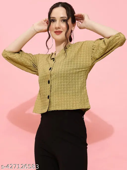 Womens Checks Georgette Stylish Shirt