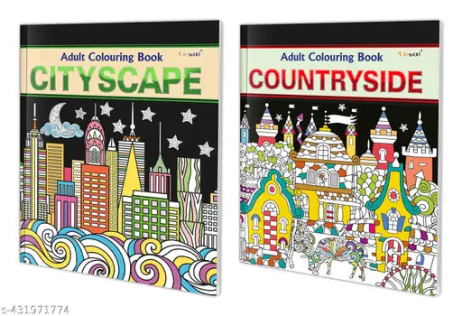 Cityscape and Countryside Adult Colouring Books : Art Coloring Book for Adults  Creative colouring book  Mindful Art Coloring  Relaxation Coloring Book - Pack of 2 Adult colouring books