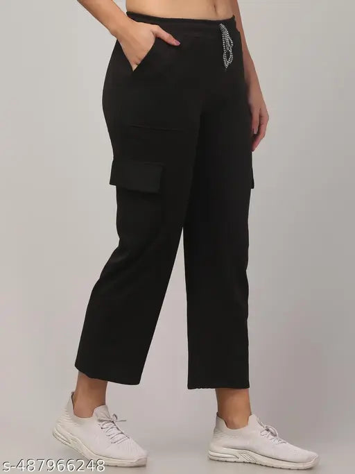 Women solid cargos stylish jogers cargo pants