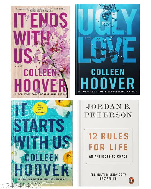 IT END WITH US BY COLLEEN HOOVER  + IT STARTS WITH US BY COLLEEN HOOVER  + UGLY LOVE   BY COLLEEN HOOVER  + 12 RULES FOR LIFE AN ANTIDOTE TO BY CHAOSJORDAN B. PETERSON