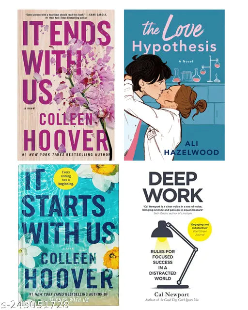 IT END WITH US BY COLLEEN HOOVER  + IT STARTS WITH US BY COLLEEN HOOVER  + THE LOVE HYPOTHESIS BY ALI HAZELWOOD  + DEEP WORK BY CAL NEWPORT