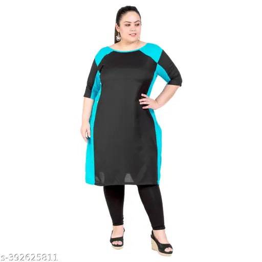 Elegant Rayon Plus Size Black Kurti by FAZZN
