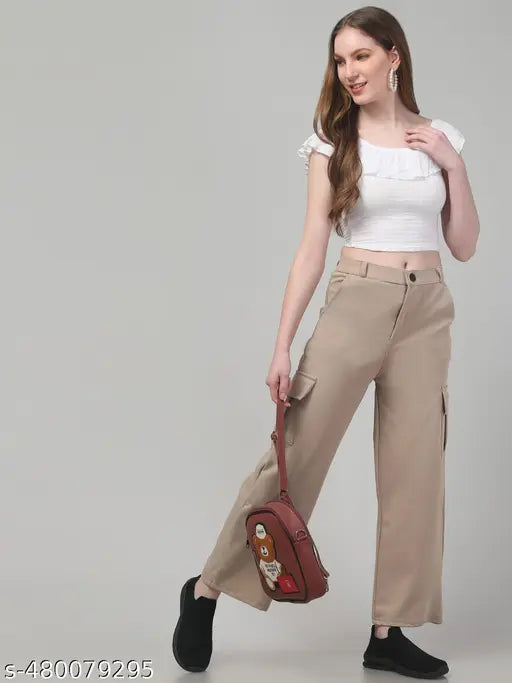 solid formal Korean Straight Fit Baggy bell bottom ribbed Wide Leg Bootcut trousers for women and girls -