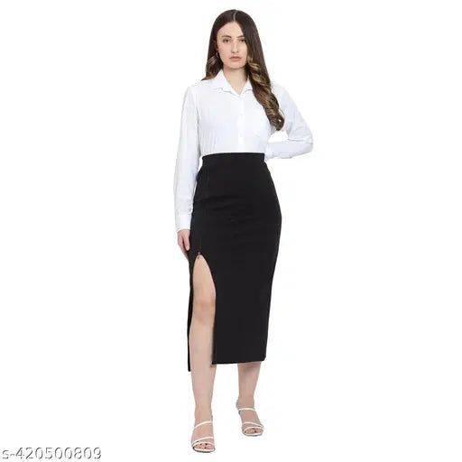 Soften-Woman High waist Black Long Skirt