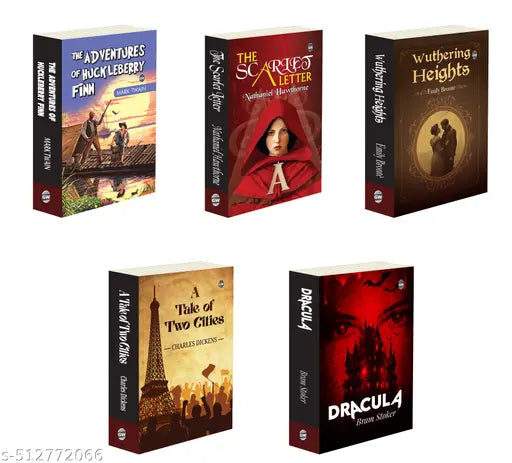 Timeless Classics : A Tale of Two Cities  Dracula  Wuthering Heights  The Scarlet Letter and The Adventures of Huckleberry Finn - Must-Read English Novel  All time best Novel - Combo of 5 Novels