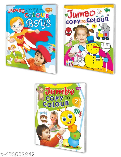 Jumbo Copy to Colour–Boys  1 and 2 colouring books for kids : Colouring books for kids  Colouring activity books for kids  Copy to colour book for kids - Set of 3 Copy colouring books for kids.