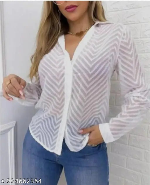 Stylish Zigzag Chiffon Shirt