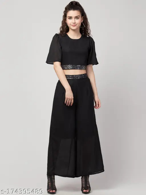 Stylish Solid Top and Plazzo Co-ords