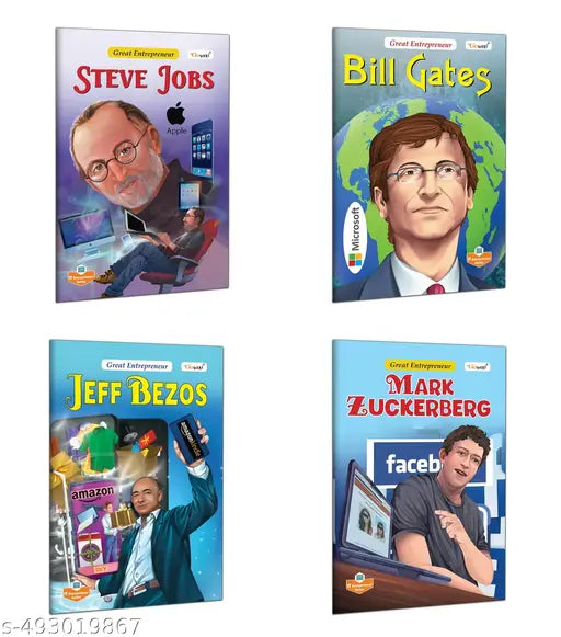 Great Entrepreneurs : Bill Gates  Steve Jobs  Mark Zuckerberg and Jeff Bezos – Inspirational Story book  Children learning story book  Learning books for young learners - Combo of 4 Books