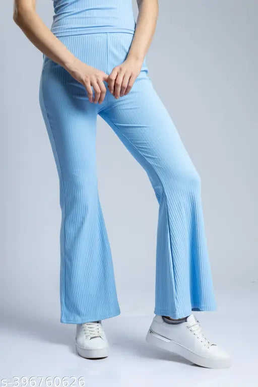 Redamancii  Ribbed Bell Bottom Plazzo