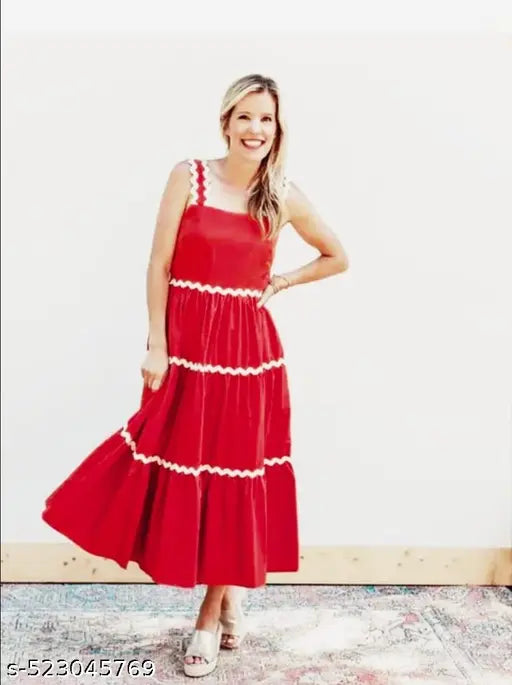 Women solid sleeveless fit and flare dress