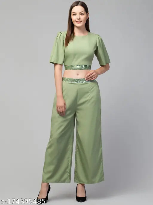 Stylish Solid Top and Plazzo Co-ords