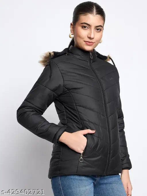 Women Solid Hooded Jacket