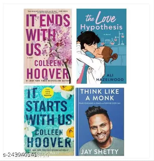 IT END WITH US BY COLLEEN HOOVER + IT STARTS WITH US BY COLLEEN HOOVER + THE LOVE HYPOTHESIS BY ALI HAZELWOOD + THINK LIKE A MONK BY JAY SHETTY