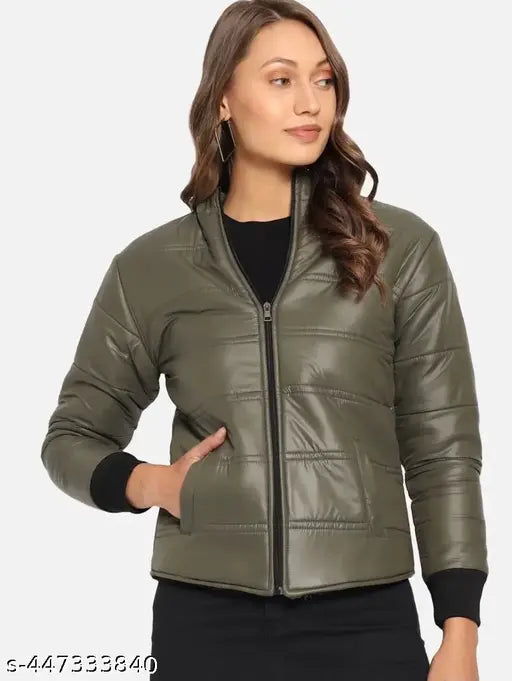 Women Solid Puffer Jacket