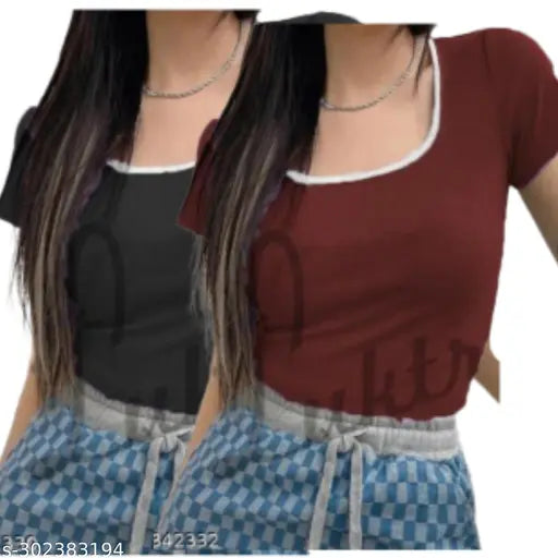 Combo Deepneck Short Sleeve Top