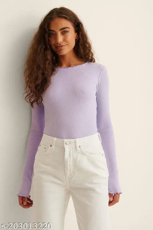 Woman Ribbed top Pure cotton fabric suitable for all seasons western wear girls top