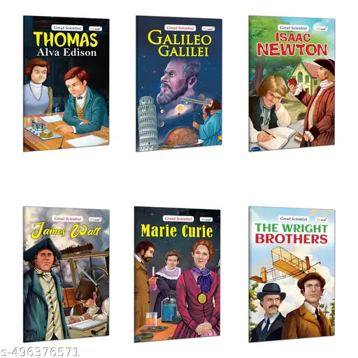 Books for young learners :(Great Scientists) Galileo Galilei  Issac Newton  James Watt  Marie Curie  The Wright Brothers and Thomas Alva Edison - Scientists Book  Educational Learning book(Combo of 6)