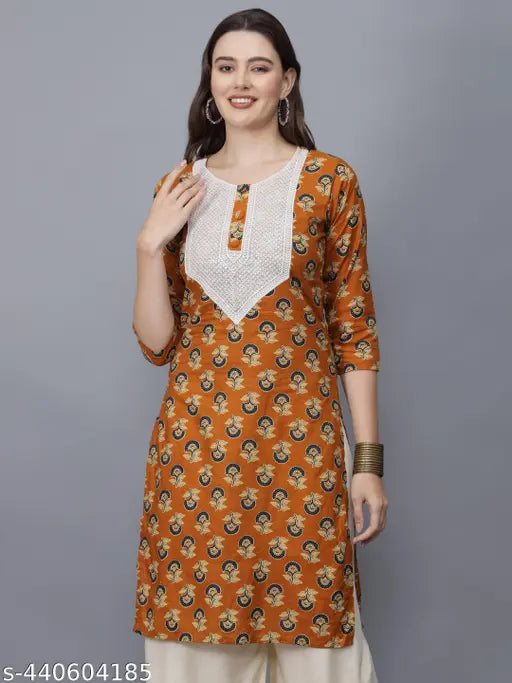 Women Floral Print Pure Cotton Straight Kurta