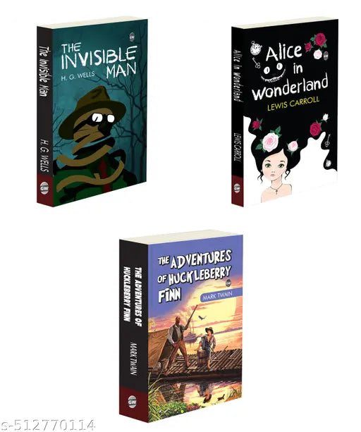 Adventurous Tales Combo : Alice in Wonderland  The Adventures of Huckleberry Finn and The Invisible Man - Best Classic Adventures  Must-Read Tales of Fantasy  Freedom  and Mystery - Combo of 3 Novels