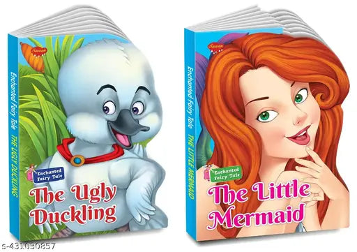 Die Cut Enchanted Fairy Tale The Little Mermaid and The ugly Duckling book for kids : Board books for kids  Storybooks for kids  Reading books for kids - Set of 2 die cut board books for kids (Hardcover).